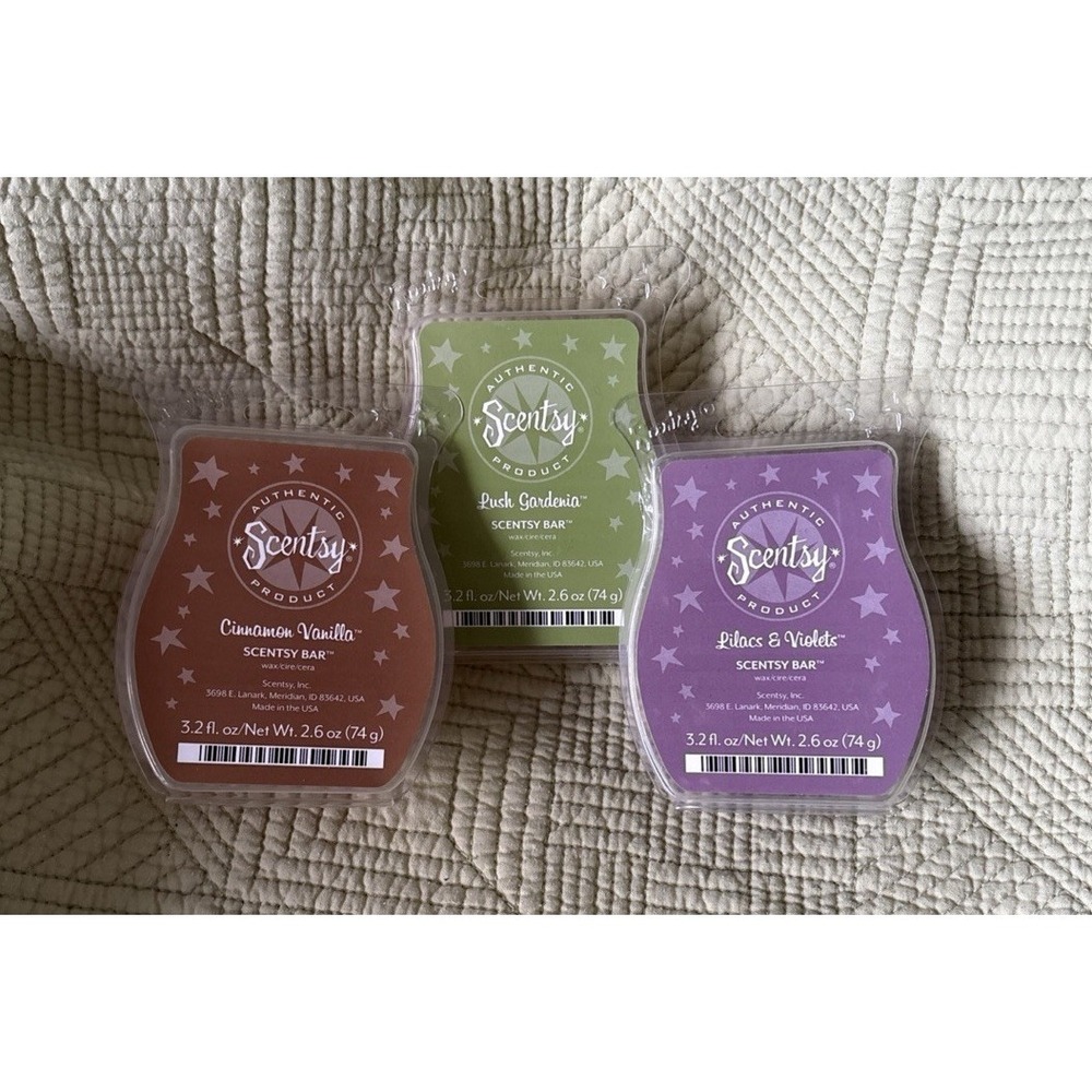 3x Scentsy Bars Cinnamon Vanilla/Lush Gardenia/Lilac & Violet